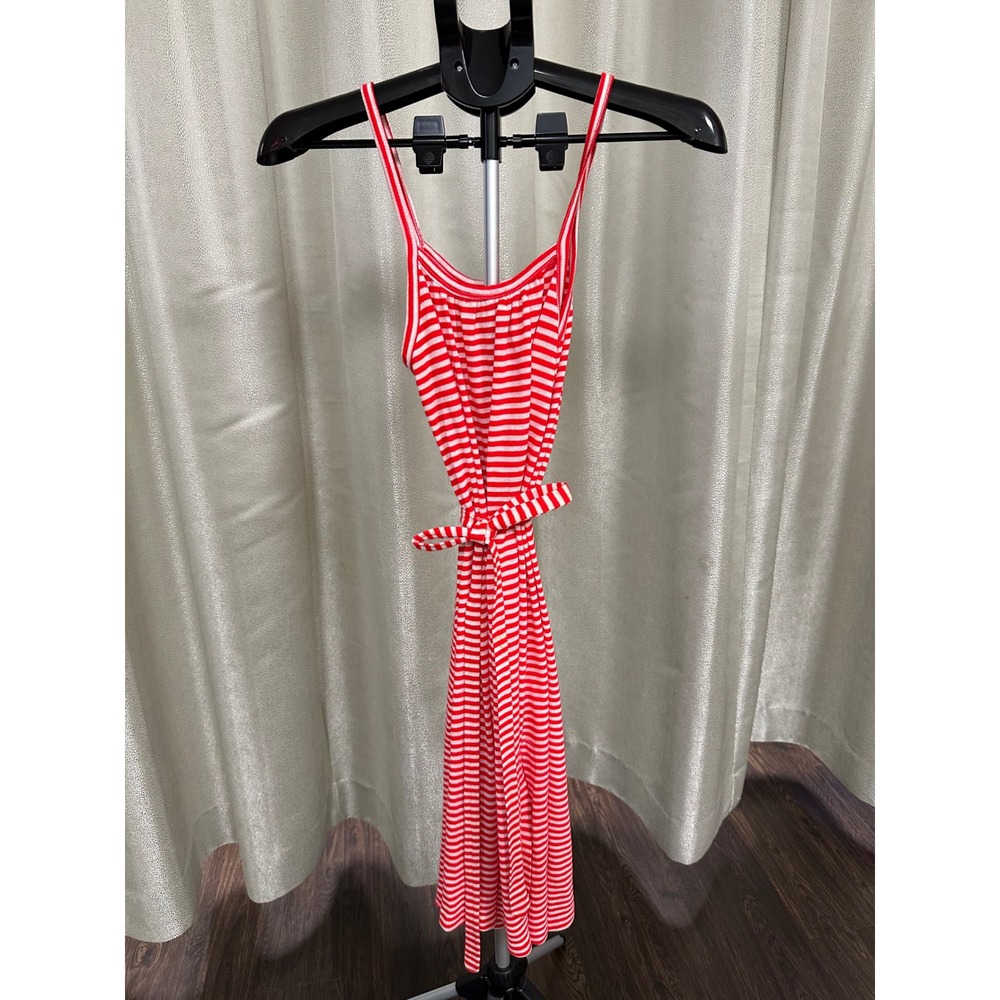 Vintage 90s French Kiss Girl Red Stripe Knit Maxi Dress Coastal Cherry Aesthetic